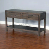 Dark Wood Console Table With 3 Drawers