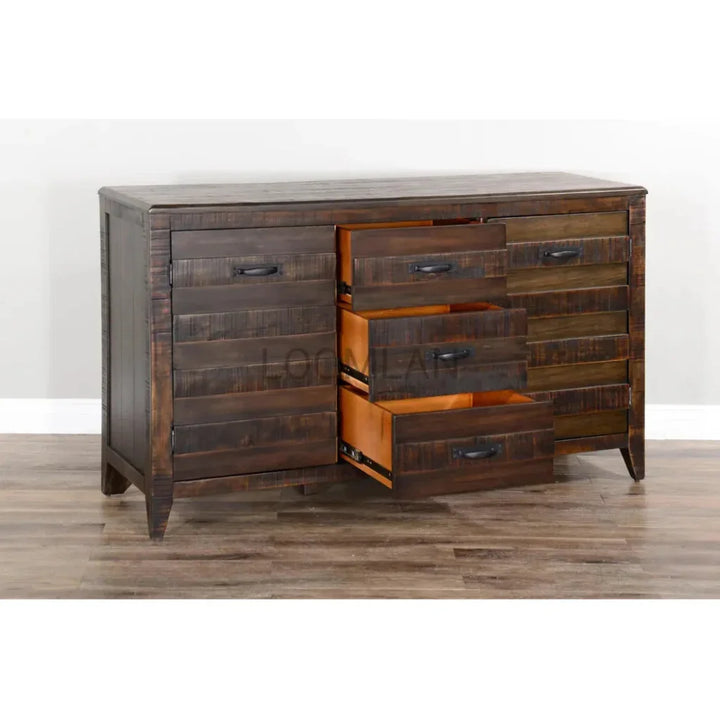 Dark Wood Dining Server Buffet Sideboard Drawers - LOOMLAN - Sunny D - Sideboards