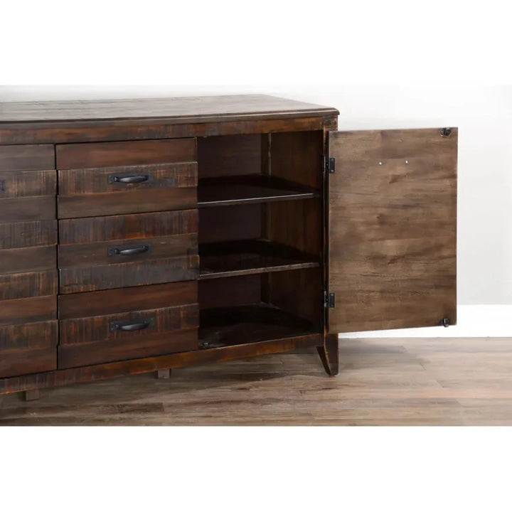 Dark Wood Dining Server Buffet Sideboard Drawers - LOOMLAN - Sunny D - Sideboards