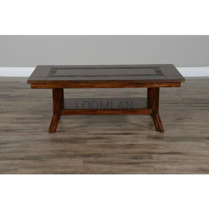 Dark Wood Slate Cocktail Coffee Table - LOOMLAN - Sunny D - Coffee Tables