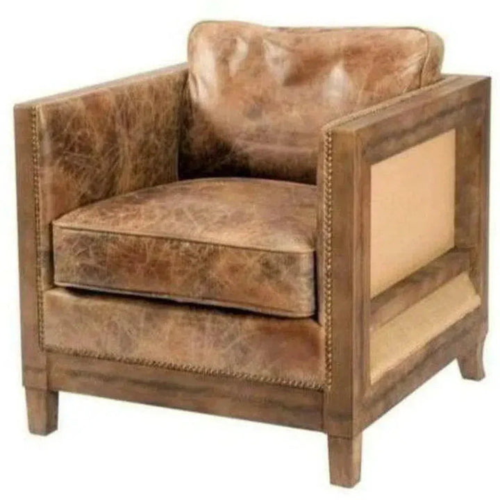 Darlington Brown Leather Club Chair - LOOMLAN - Moe's Home - Club Chairs