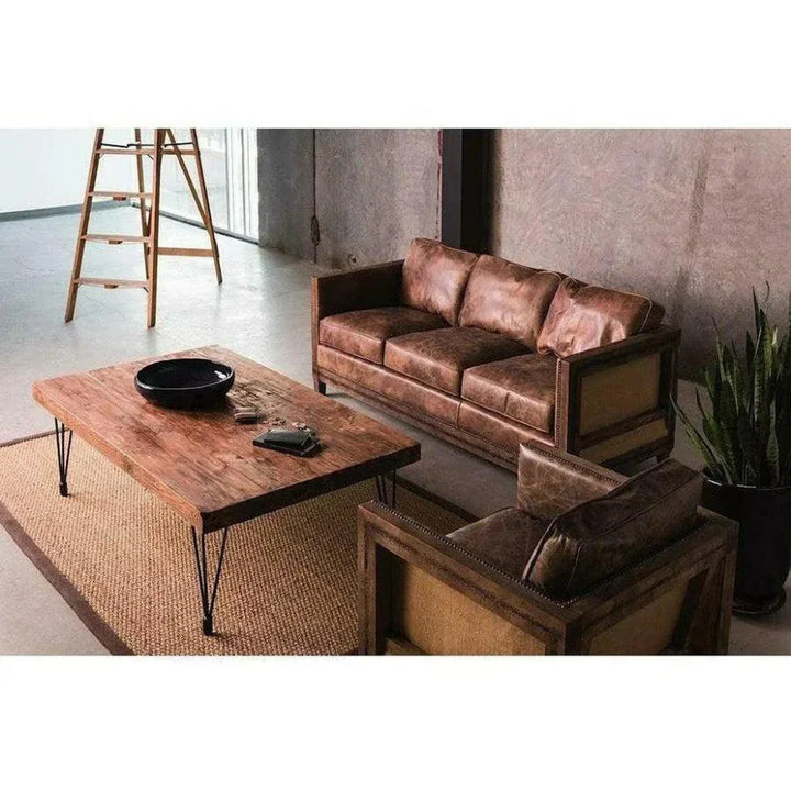 Darlington Brown Leather Club Chair - LOOMLAN - Moe's Home - Club Chairs