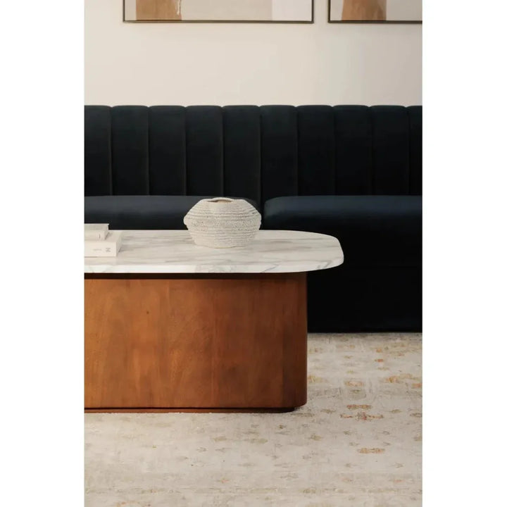 Dash White Marble & Wood Rectangular Coffee Table - LOOMLAN - Moe's Home - Coffee Tables