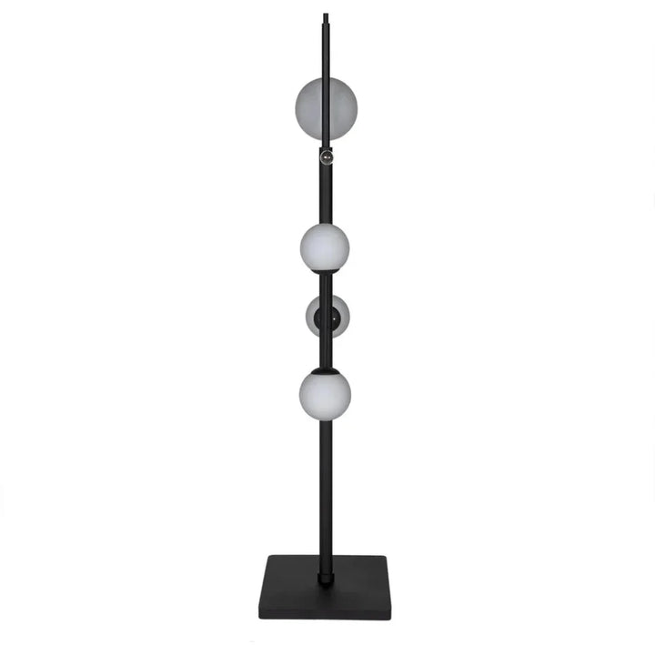 Dasha Steel and Frosted Globe Floor Lamp-Floor Lamps-Noir-LOOMLAN
