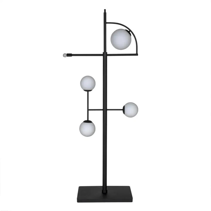 Dasha Steel and Frosted Globe Floor Lamp-Floor Lamps-Noir-LOOMLAN