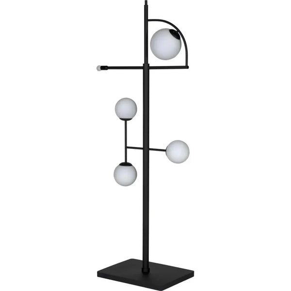 Dasha Steel and Frosted Globe Floor Lamp-Floor Lamps-Noir-LOOMLAN