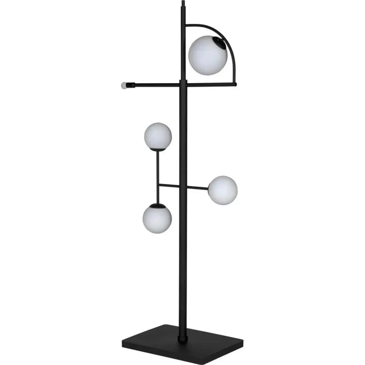 Dasha Steel and Frosted Globe Floor Lamp-Floor Lamps-Noir-LOOMLAN