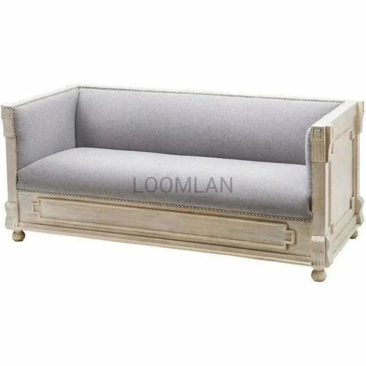 White Carved Wood Bohemian Sofa Gray - LOOMLAN - LOOMLAN - Sofas & Loveseats