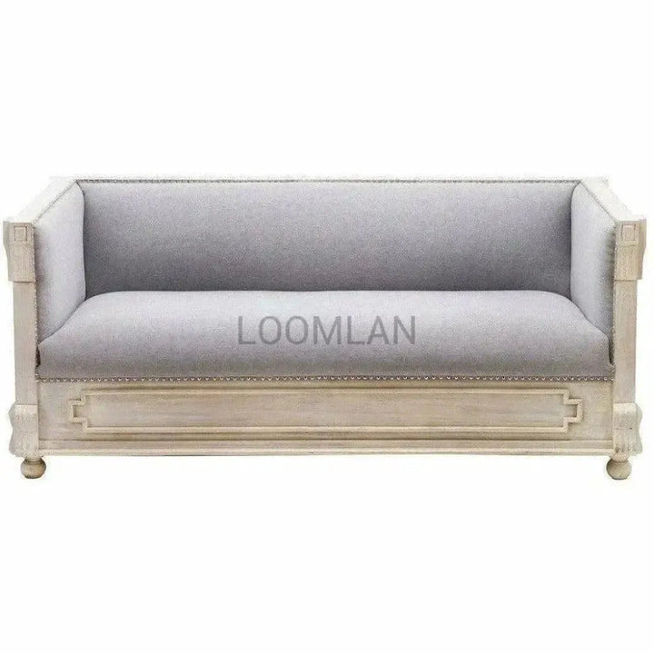White Carved Wood Bohemian Sofa Gray - LOOMLAN - LOOMLAN - Sofas & Loveseats