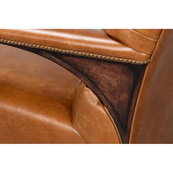 Dawson With Trim Cuba Brown Leather Chair - LOOMLAN - Sarreid - Accent Chairs