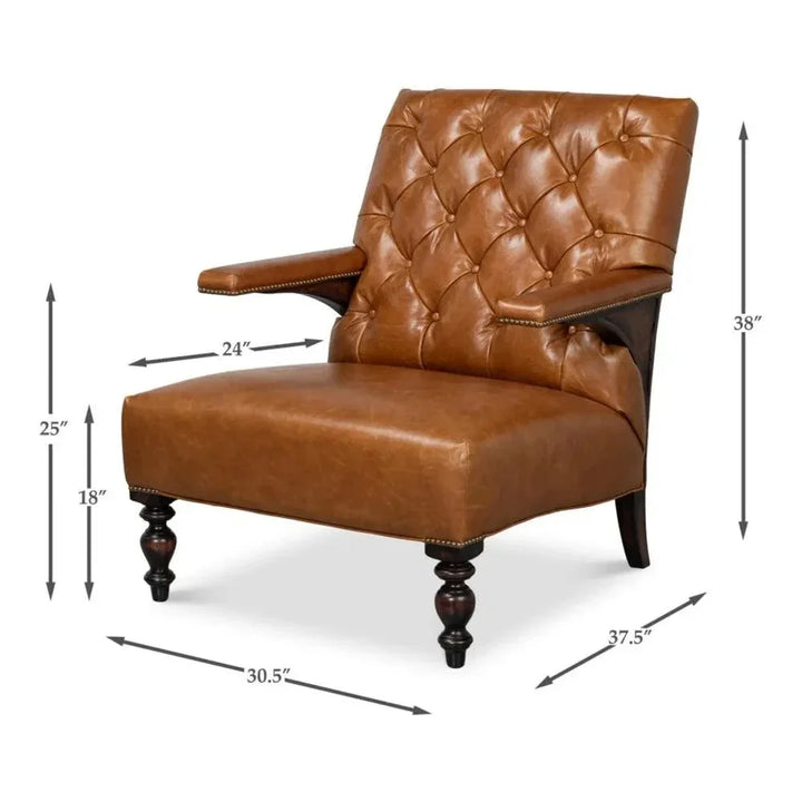 Dawson With Trim Cuba Brown Leather Chair - LOOMLAN - Sarreid - Accent Chairs