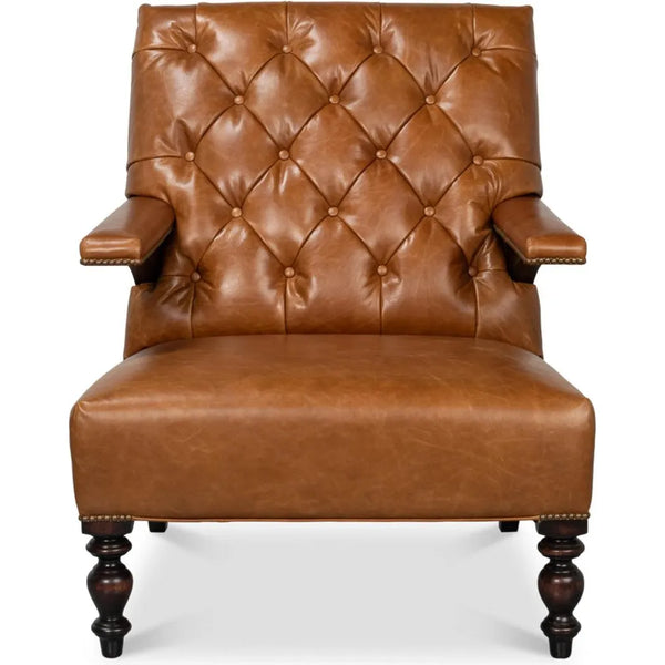 Dawson With Trim Cuba Brown Leather Chair-Accent Chairs-Sarreid-LOOMLAN