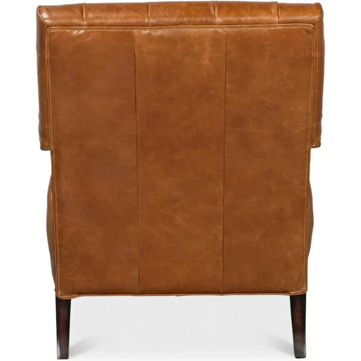 Dawson With Trim Cuba Brown Leather Chair - LOOMLAN - Sarreid - Accent Chairs