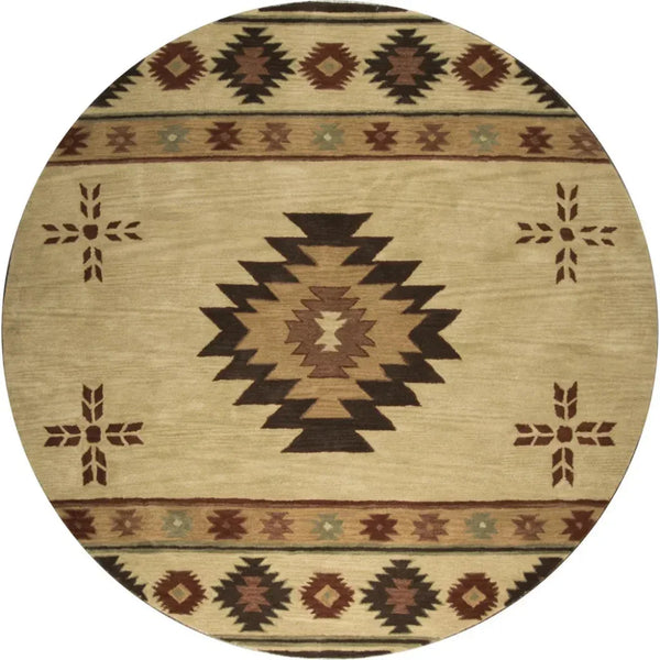 Daxy Khaki Round Area Rugs For Dining Room - LOOMLAN - LOOMLAN - Area Rugs