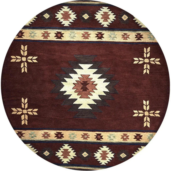 Deck Burgundy Round Area Rugs For Dining Room - LOOMLAN - LOOMLAN - Area Rugs