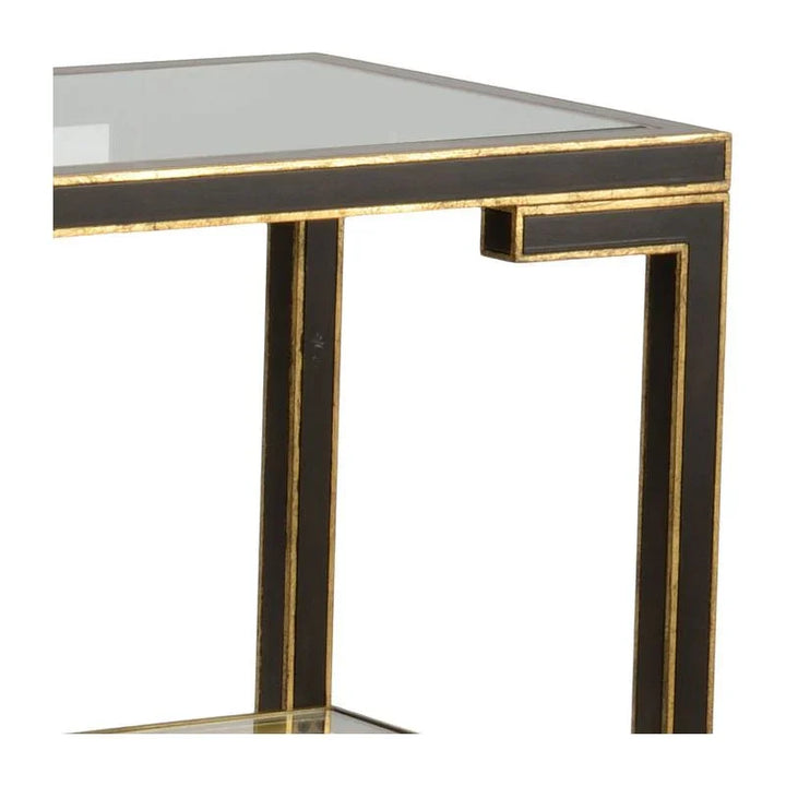 Decker Gold Trim Black Metal framed Console Table - LOOMLAN - Chelsea House - Console Tables