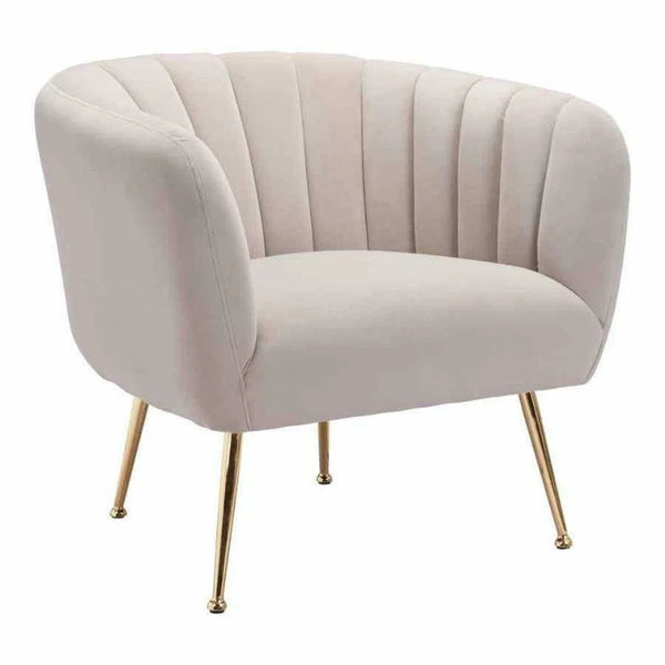 Deco Accent Chair Beige & Gold Club Chairs LOOMLAN By Zuo Modern