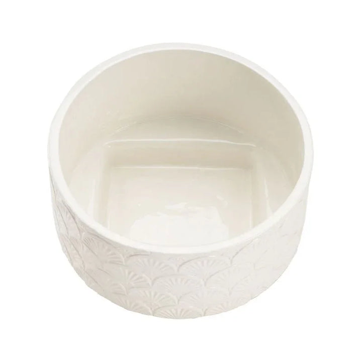 Deco Fan Ceramic Made White Cachepot - LOOMLAN - Chelsea House - Planters