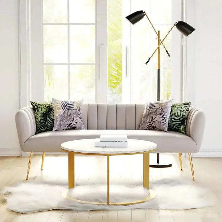 Deco Sofa Beige & Gold - LOOMLAN - Zuo Modern - Sofas & Loveseats