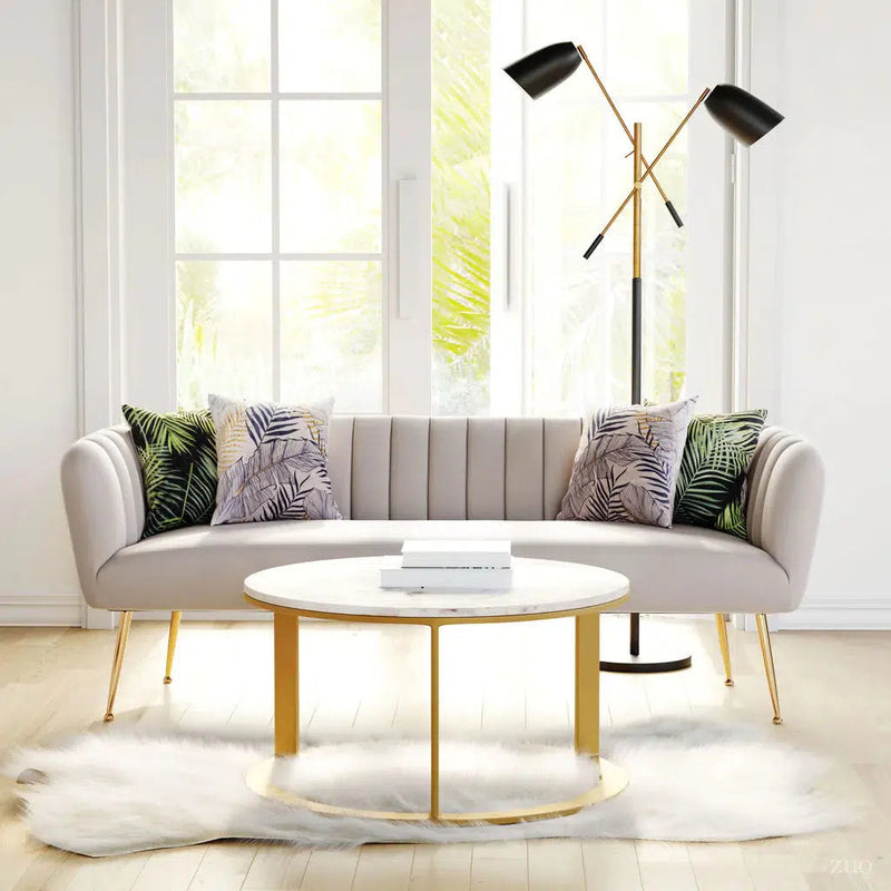 Deco Sofa Beige & Gold Sofas & Loveseats LOOMLAN By Zuo Modern