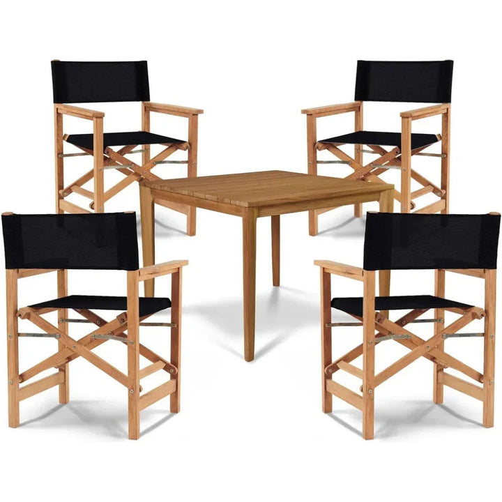 5-Piece Teak Outdoor Dining Set for 4 | LOOMLAN