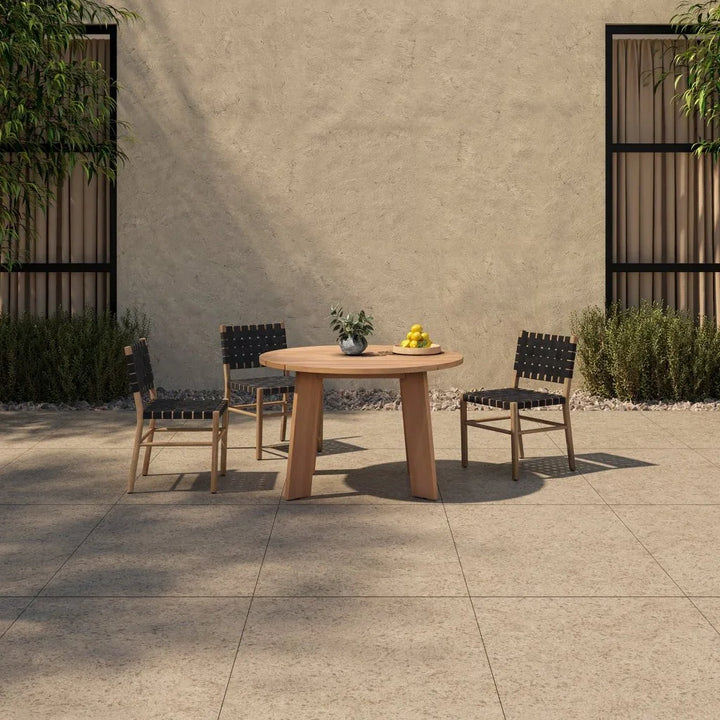 Delta Teak Round Outdoor Dining Table - LOOMLAN