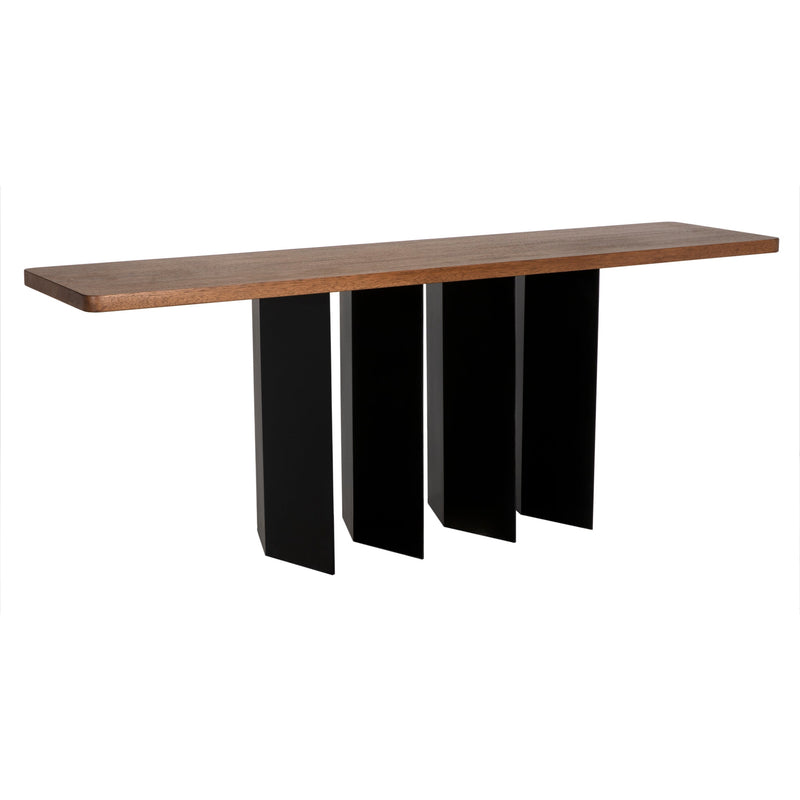 Delta Wood and Steel Rectangle Console Table-Console Tables-Noir-LOOMLAN