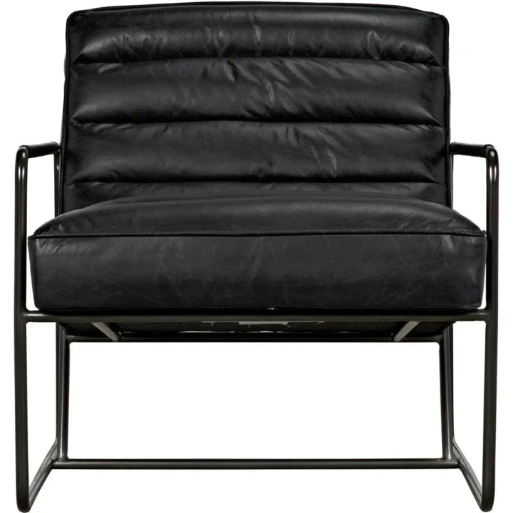 Demeter Chair, Metal and Leather - LOOMLAN - Noir - Accent Chairs