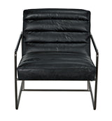 Demeter Chair, Metal and Leather-Accent Chairs-Noir-LOOMLAN