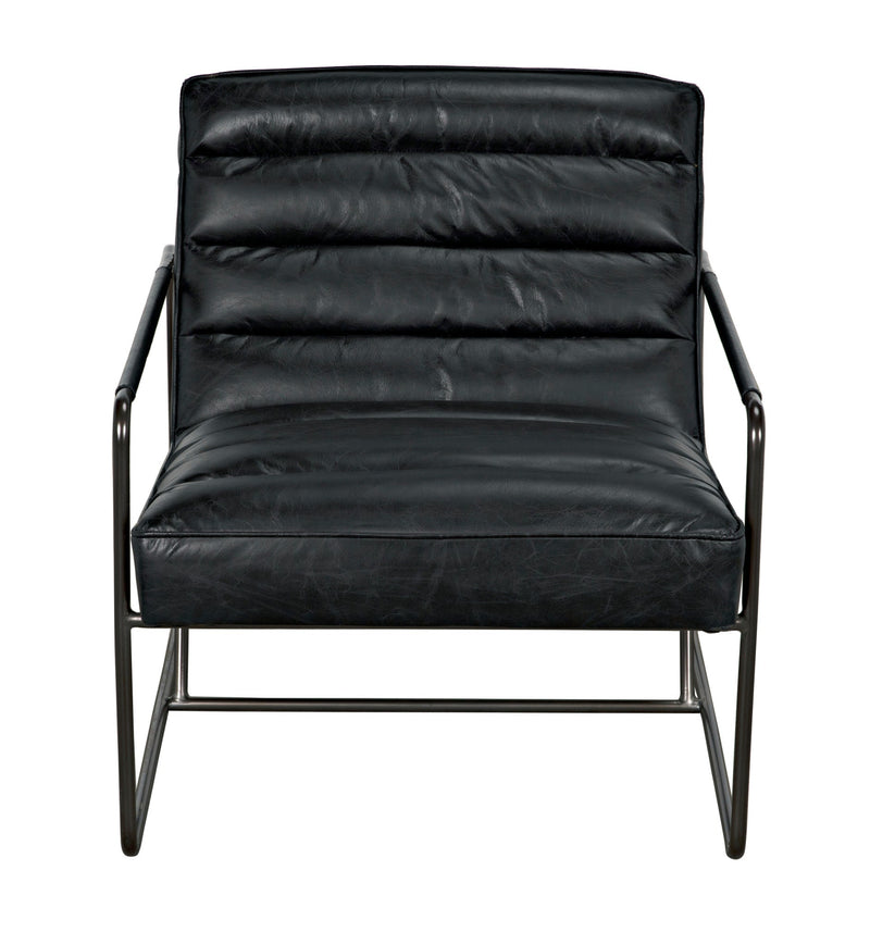 Demeter Chair, Metal and Leather-Accent Chairs-Noir-LOOMLAN