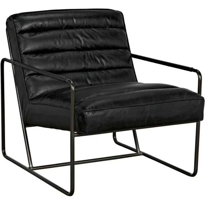 Demeter Chair, Metal and Leather - LOOMLAN - Noir - Accent Chairs