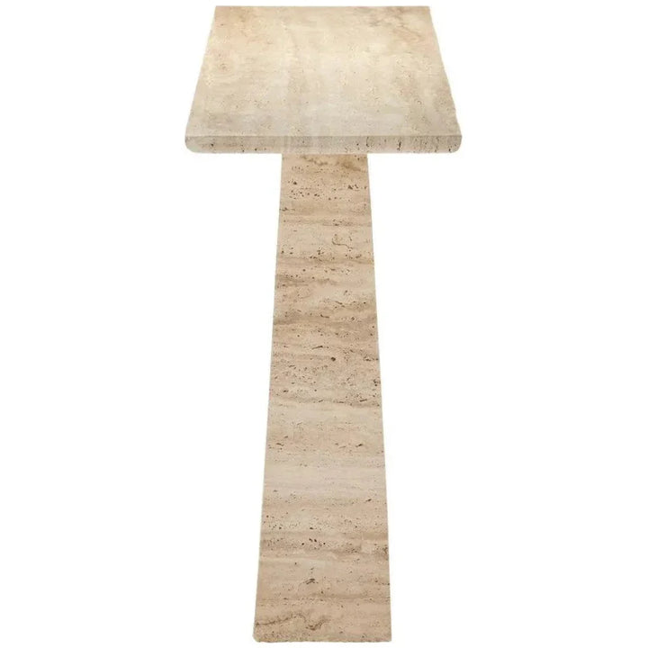 Demi Travertine Beige Sofa Table - LOOMLAN - Currey & Co - Console Tables