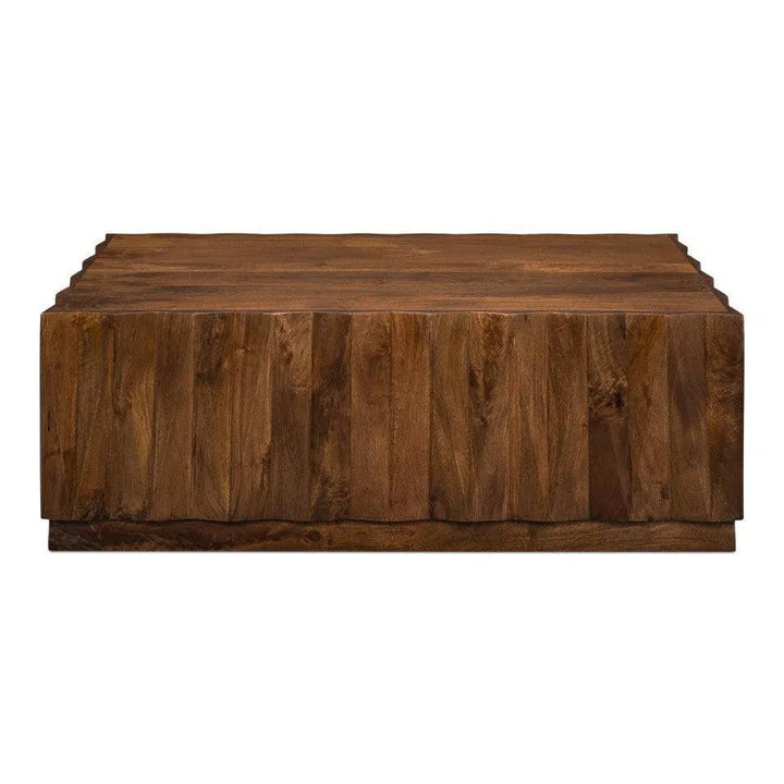 Denali Rectangle Cocktail Coffee Table Block Solid Wood - LOOMLAN