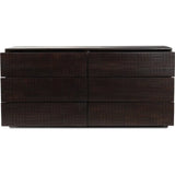 Denman Solid Wood Dark Brown Dresser 6 Drawers