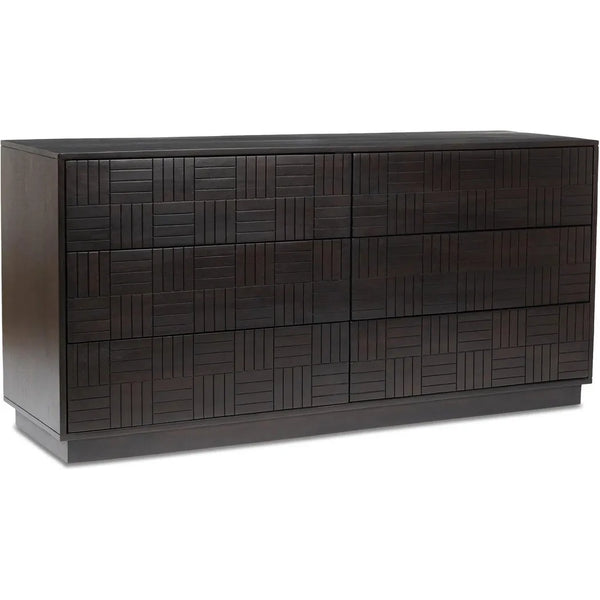 Denman Solid Wood Dark Brown Dresser 6 Drawers