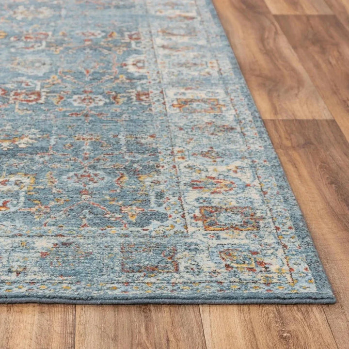 Deri Floral Blue/ Beige Large Area Rugs For Living Room - LOOMLAN - LOOMLAN - Area Rugs