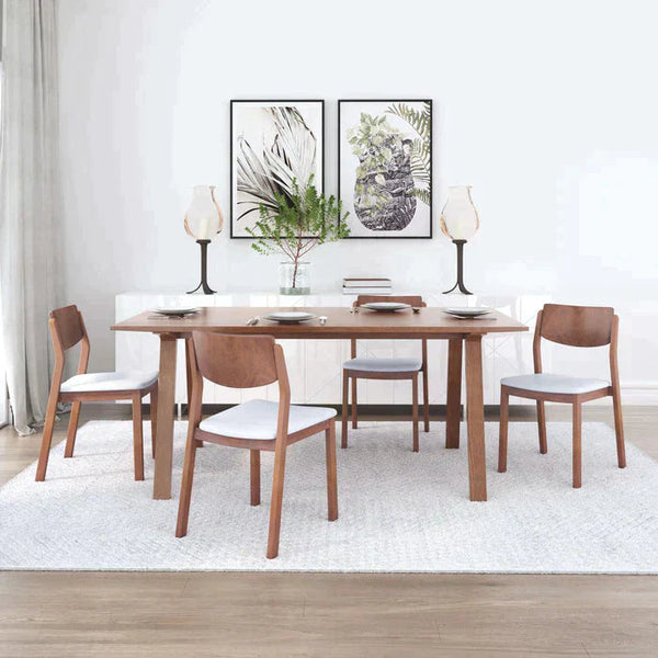 Desdamona Dining Chair (Set of 2) Light Gray & Walnut Dining Chairs LOOMLAN By Zuo Modern