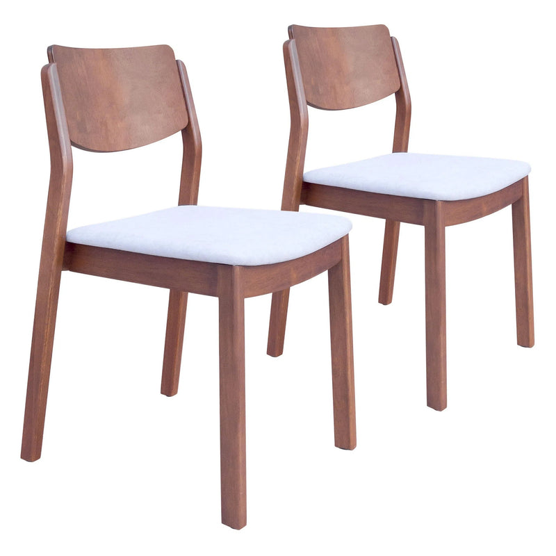 Desdamona Dining Chair (Set of 2) Light Gray & Walnut Dining Chairs LOOMLAN By Zuo Modern