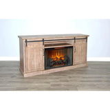 Desert Rock TV Console Fireplace Option Light Brown