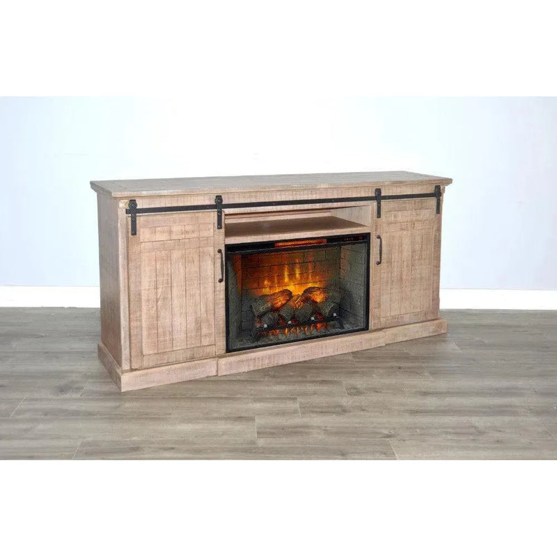 Desert Rock TV Console Fireplace Option Light Brown