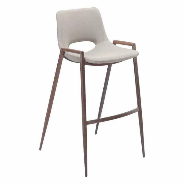 Desi Bar Chair (Set of 2) Beige Bar Stools LOOMLAN By Zuo Modern