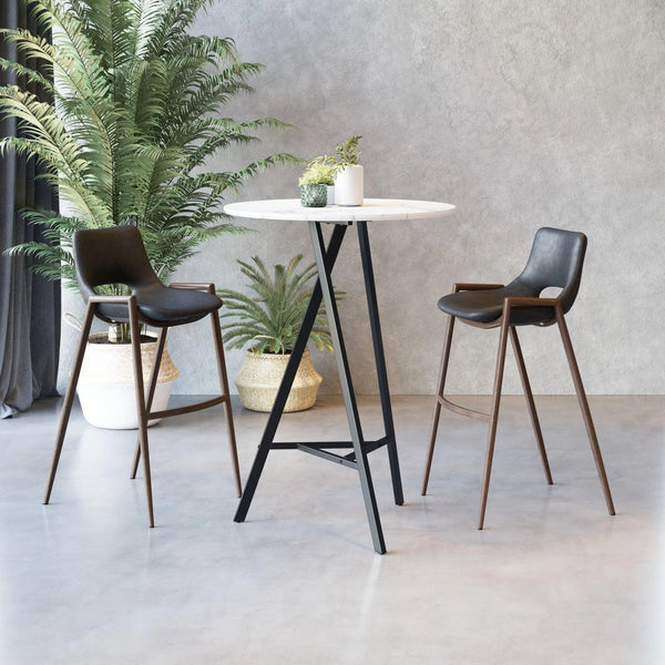 Desi Bar Chair (Set of 2) Black Bar Stools LOOMLAN By Zuo Modern