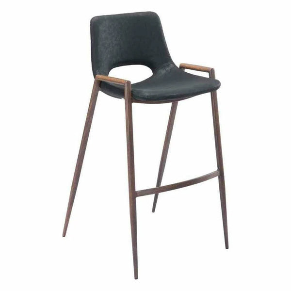 Desi Bar Chair (Set of 2) Black Bar Stools LOOMLAN By Zuo Modern