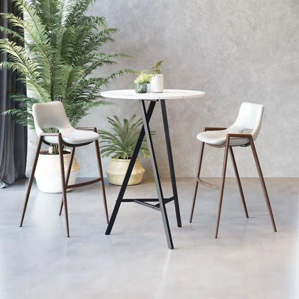Desi Bar Chair (Set of 2) White Bar Stools LOOMLAN By Zuo Modern