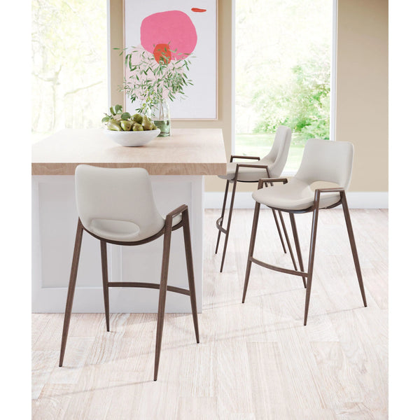 Desi Counter Chair (Set of 2) Beige Counter Stools LOOMLAN By Zuo Modern