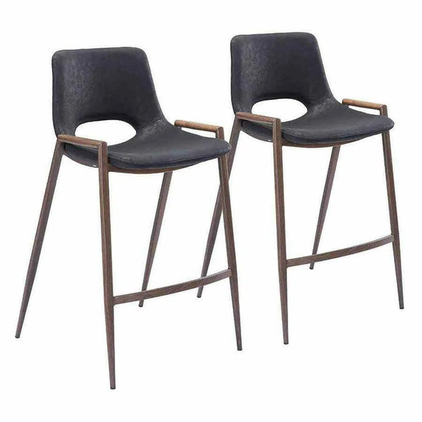 Desi Counter Chair (Set of 2) Black Counter Stools LOOMLAN By Zuo Modern