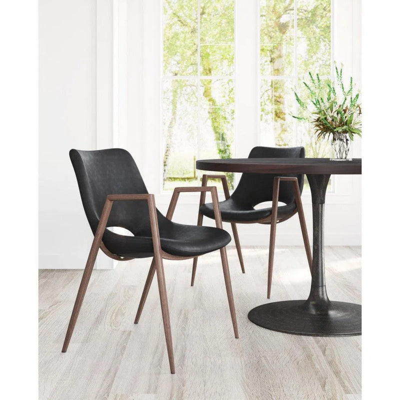 Desi Dining Chair (Set of 2) Black Dining Chairs LOOMLAN By Zuo Modern