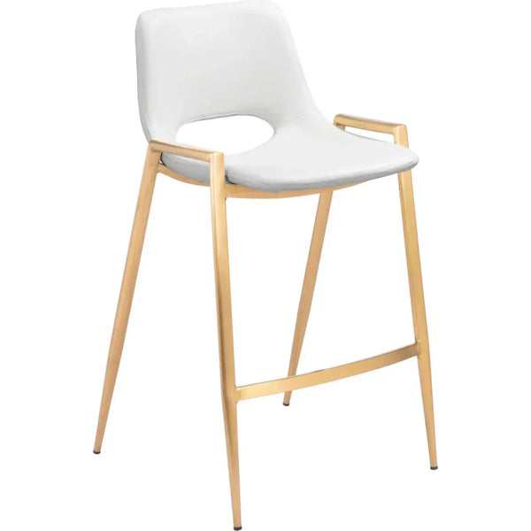 Desi White & Gold Counter Stool (Set of 2) - LOOMLAN - Zuo Modern - Counter Stools