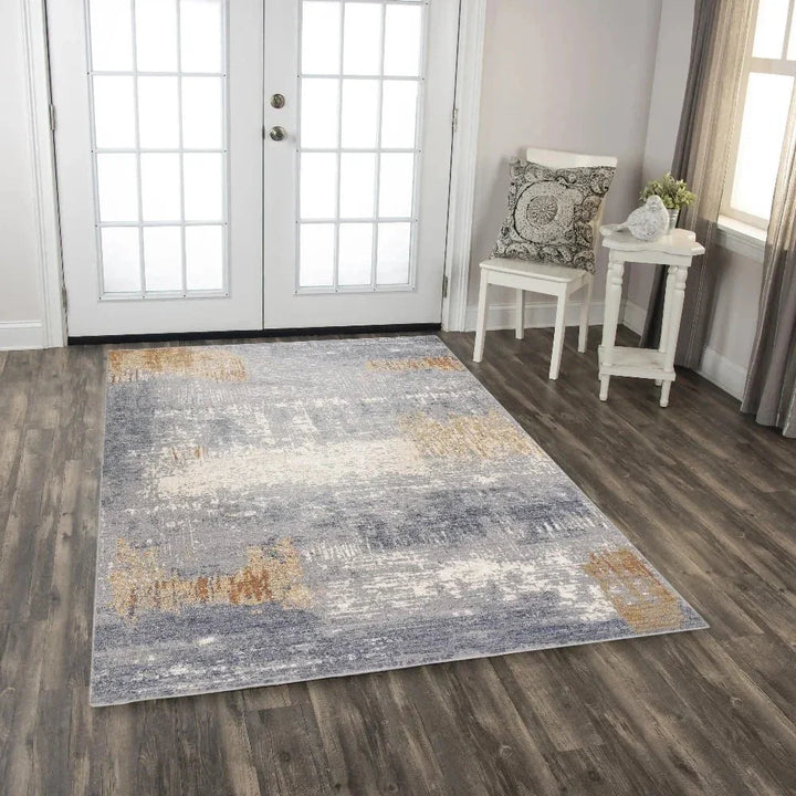Desk Abstract Gray Large Area Rugs For Living Room - LOOMLAN