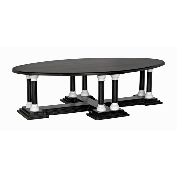 Desoto Coffee Table, Hand Rubbed Black and Solid White-Coffee Tables-Noir-LOOMLAN
